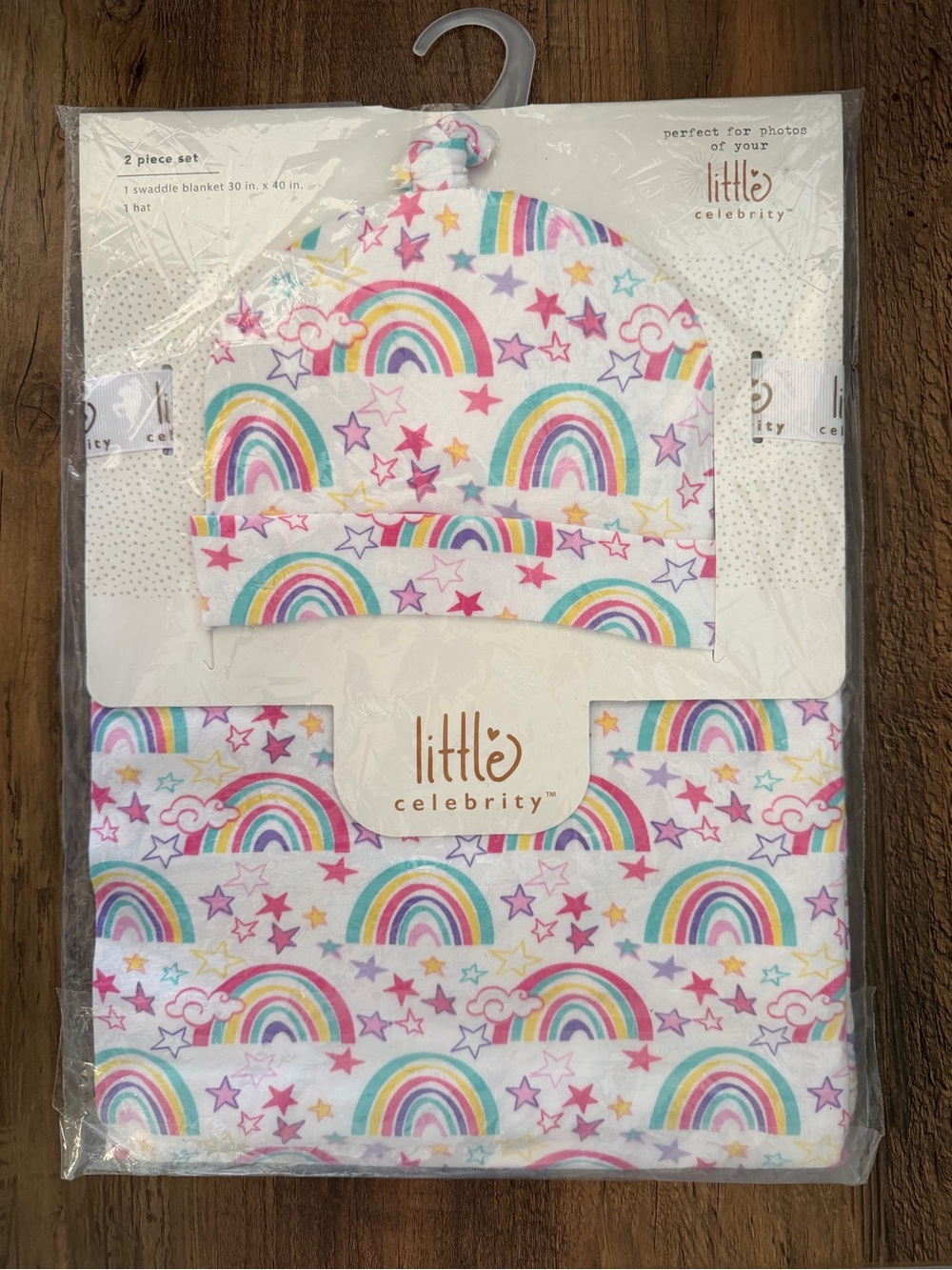 Little Celebrity Rainbow 2 Piece Swaddle Set. NWT. - Picture 1 of 3